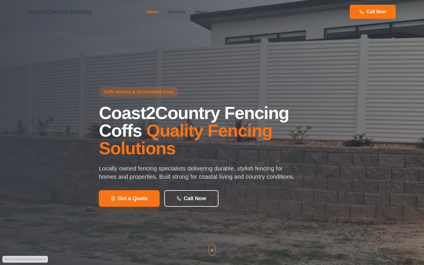 Coast 2 Country Fencing website homepage designed by Tasmania Web Design Co