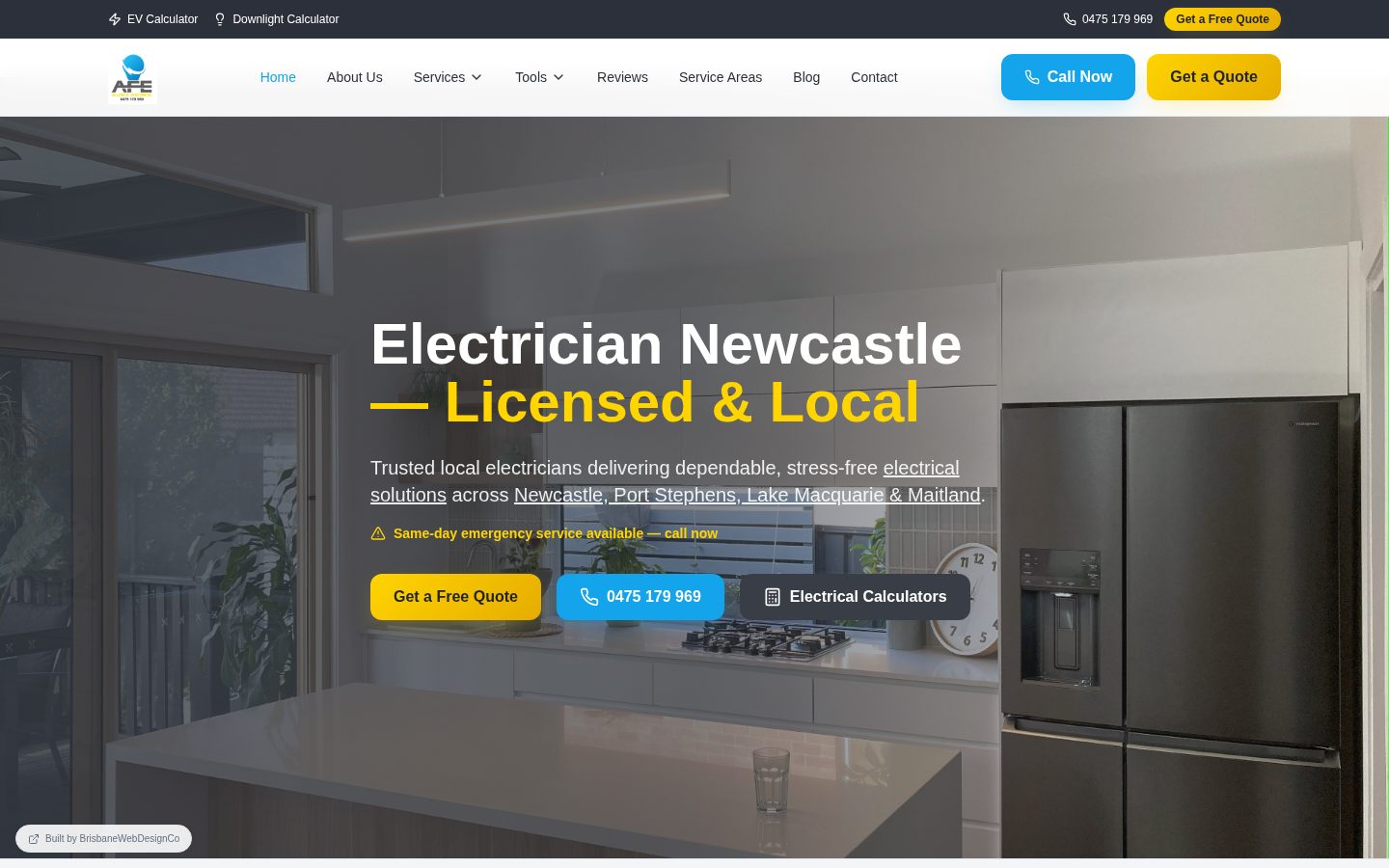 Allfield Electrical website homepage