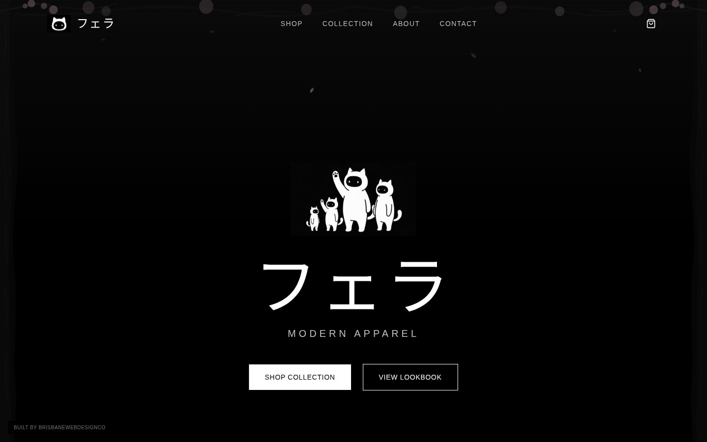 Ferra Clothing website homepage designed by Tasmania Web Design Co